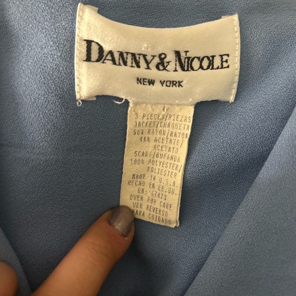 Vintage DANNY & NICOLE Blue Short Sleeve Double Breasted Blazer Blouse Size 4P - Picture 5 of 5